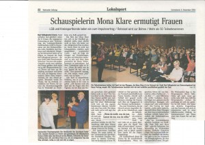 Artikel Mona Klare, Walsroder Zeitung, 05.12.2015